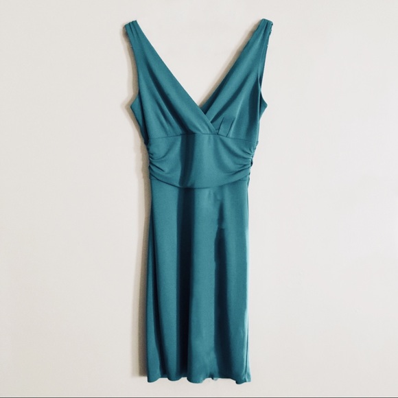 LOFT Dresses & Skirts - Teal Green V-Neck Fit & Flare Midi Dress